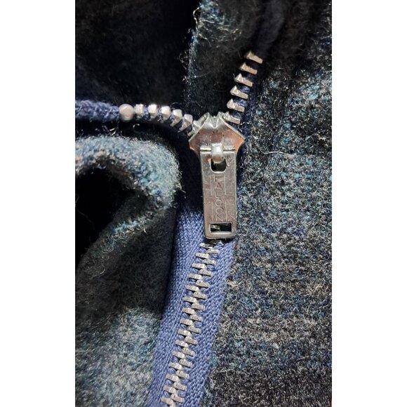 Vintage 70s 80s Blue Plaid Wool A-Line Skirt Side Zip Knee Length W 34" Women - Picture 3 of 8